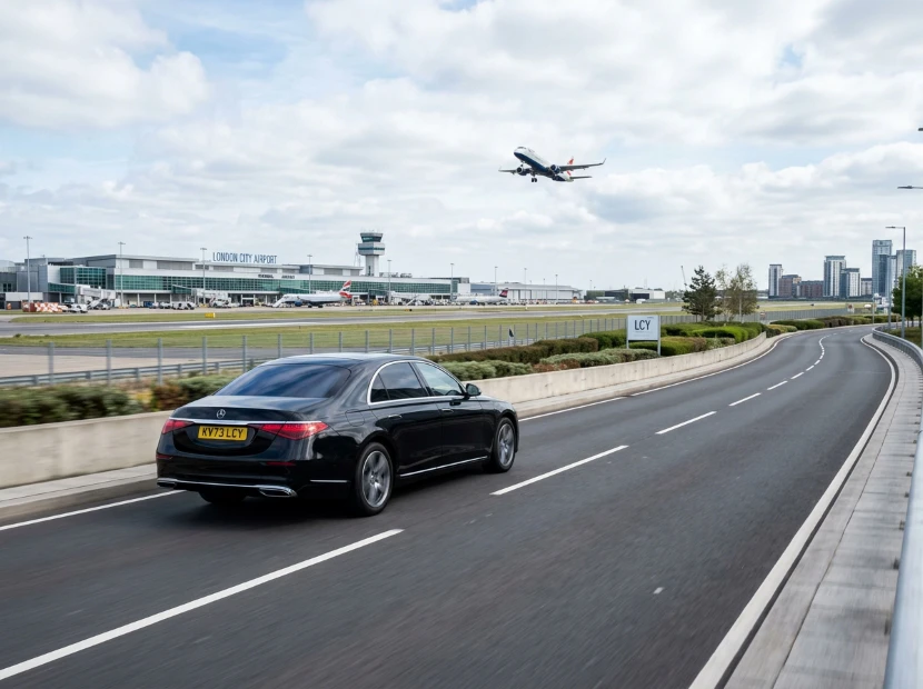 car passing by london city airport