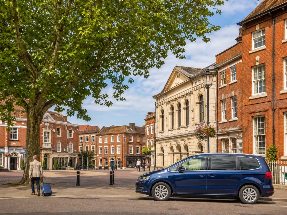 Premium people carrier beside the historic Top of Town in Basingstoke