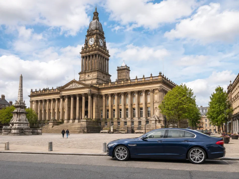 Executive saloon outside Bolton Town Hall
