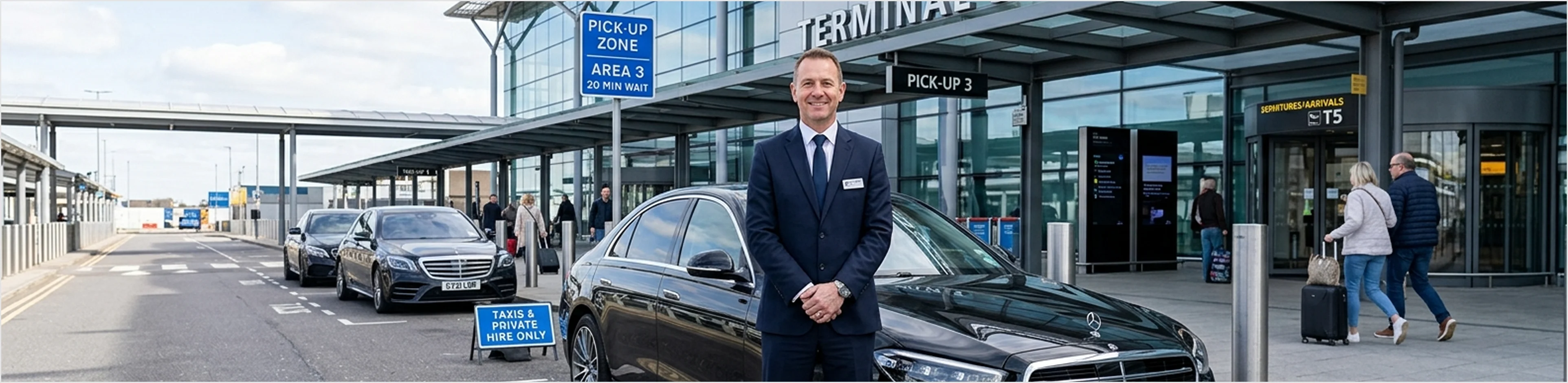 Airport pickup with driver outside terminal