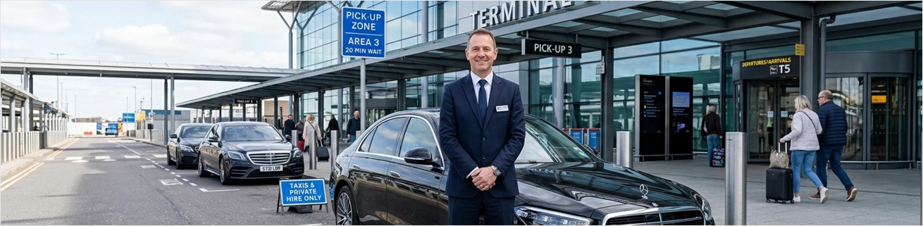 driver outside airport terminal
