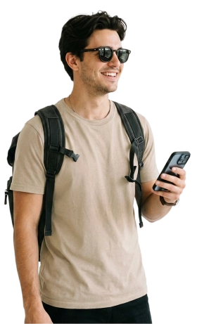 happy tourist