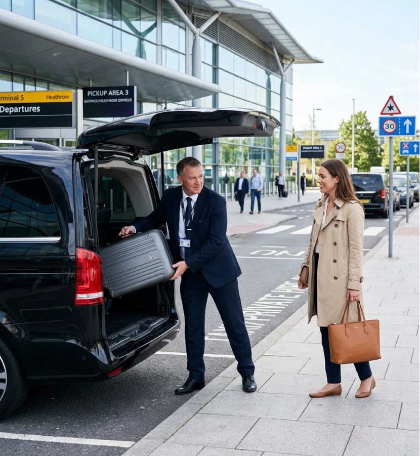 passenger and driver at airport