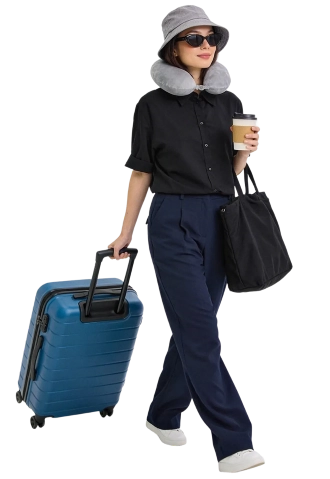 female traveler with luggage