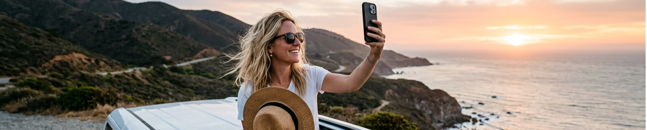 Woman taking a sunset picture